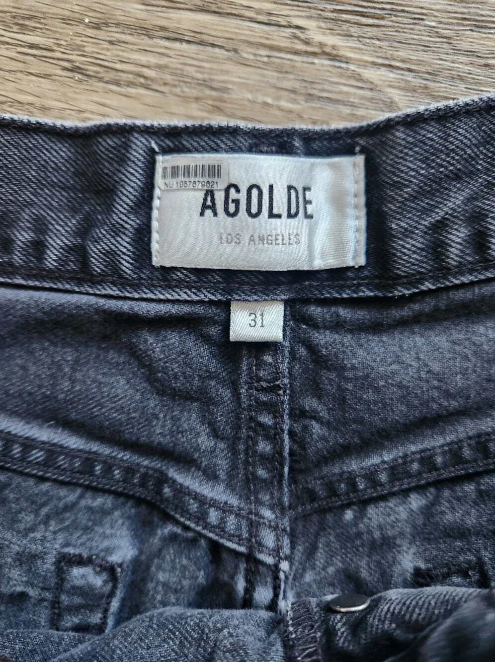 Agolde Black Parker Long Denim Shorts Size 31